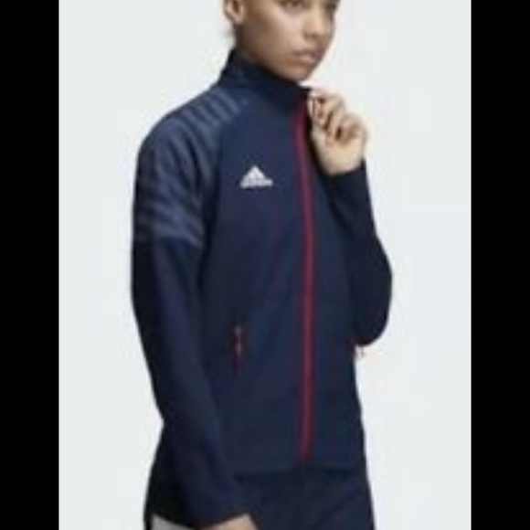 Adidas USA 🇺🇸 Women Warm Up Jacket Blue Sz S - Picture 1 of 10